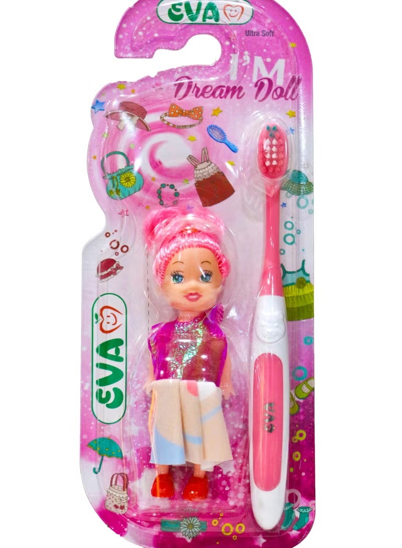 Eva Toothbrush Ultra Soft  With Doll For Girls Multi-Colors